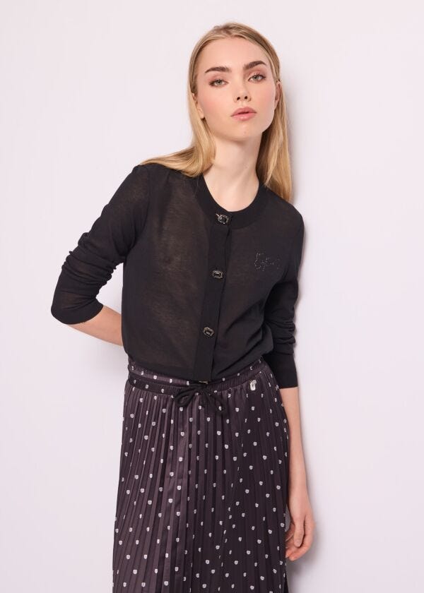 Cardigan nero in cotone Denny Rose Jeans