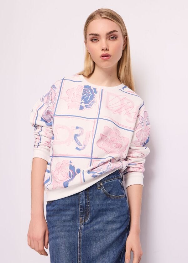 Felpa in cotone con stampa Denny Rose Jeans