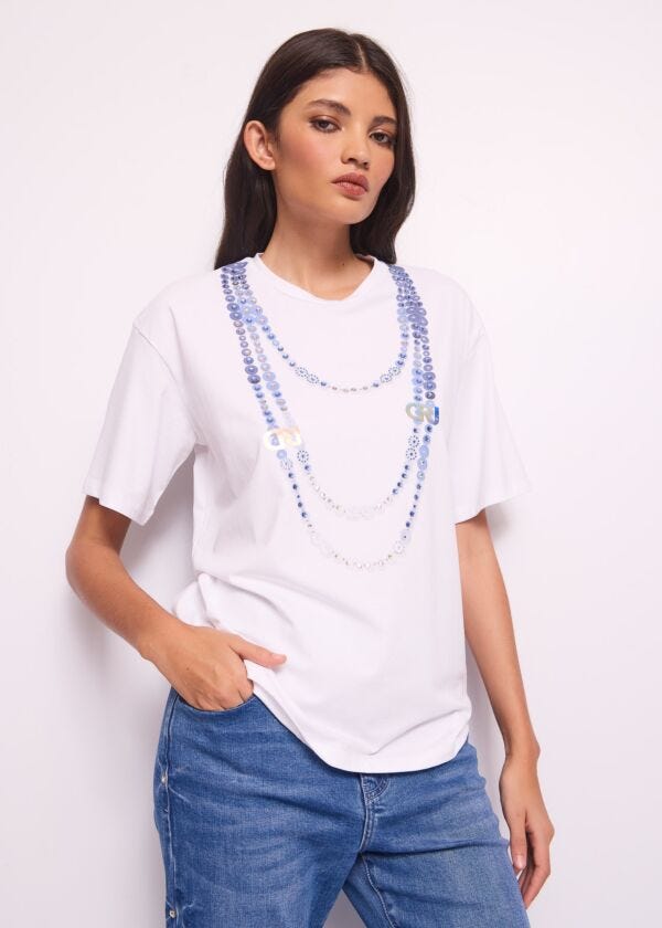 T-shirt in cotone con stampa Denny Rose Jeans