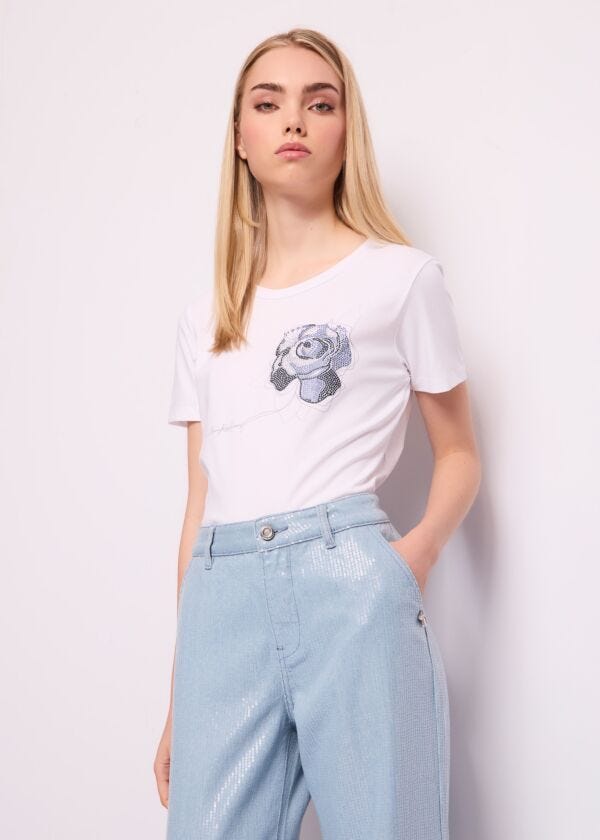 T-shirt in cotone con stampa Denny Rose Jeans