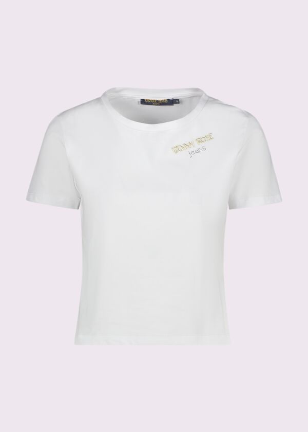 Camiseta corta blanca de algodón Denny Rose Jeans
