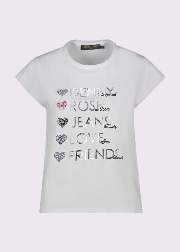 Camiseta blanca de algodón con estampado Denny Rose Jeans