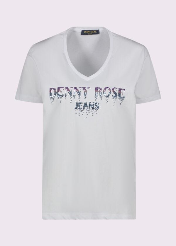 Camiseta blanca de algodón con estampado Denny Rose Jeans