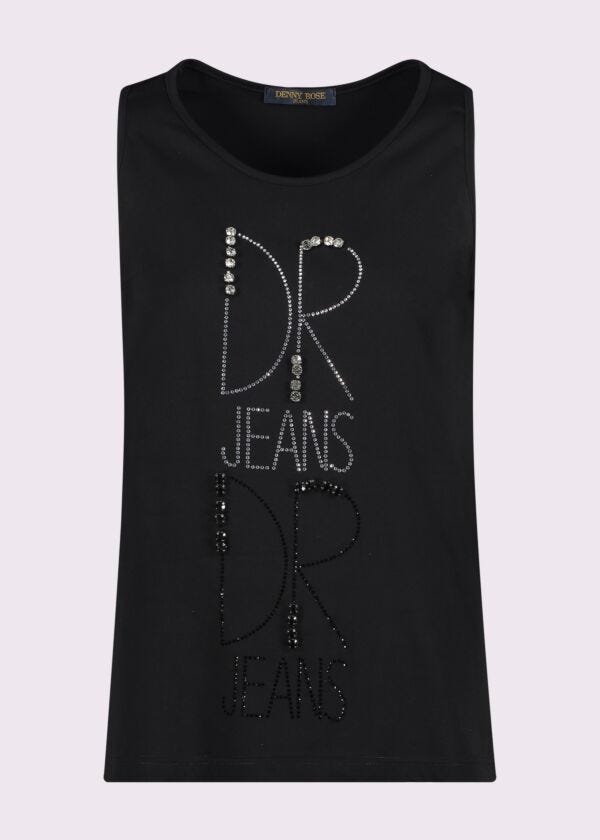 Top negro de algodón con logotipo Denny Rose Jeans