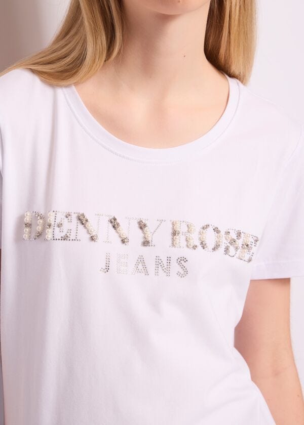 Camiseta blanca de algodón con logotipo