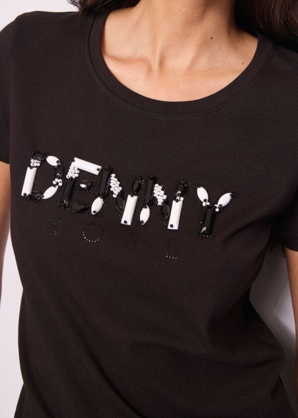 Camiseta negra de algodón con logotipo