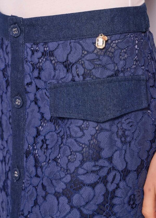 Gonna blu in pizzo di cotone