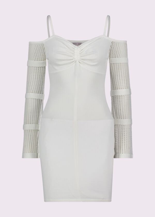 Mini abito bianco in maglia Denny Rose