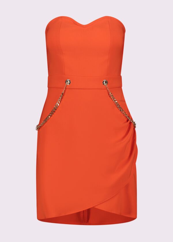Mini abito rosso con catene Denny Rose