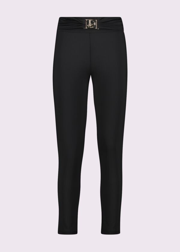 Pantaloni neri con fibbia logata Denny Rose