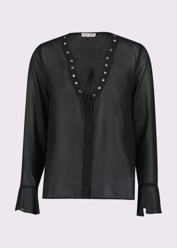 Blusa nera in georgette Denny Rose