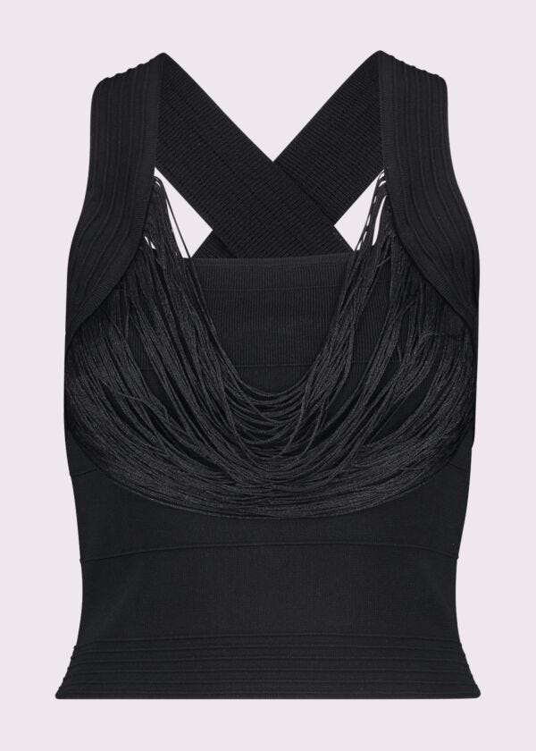 Black knit top with ruffles Denny Rose