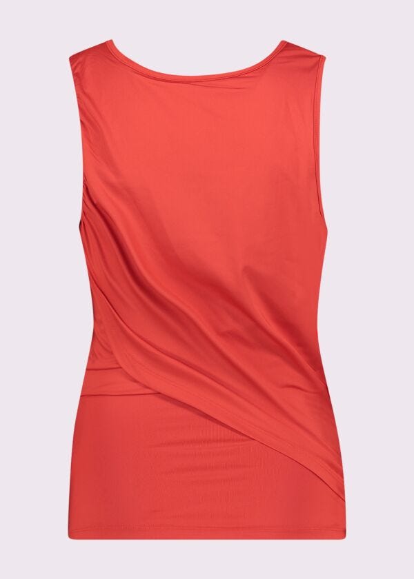 Top rosso con logo e strass
