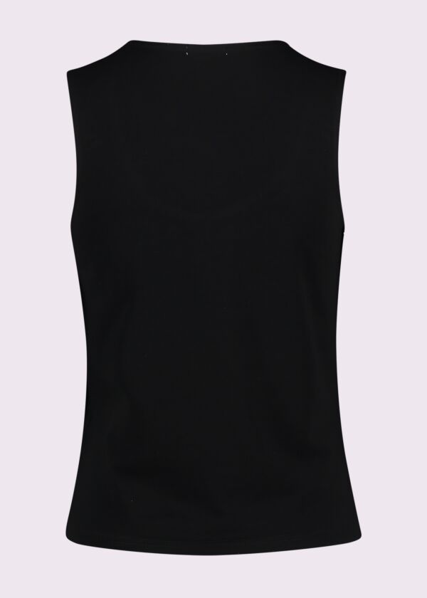 Top nero in cotone con strass