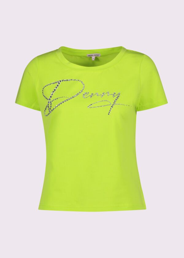 T-shirt gialla in cotone con logo Denny Rose