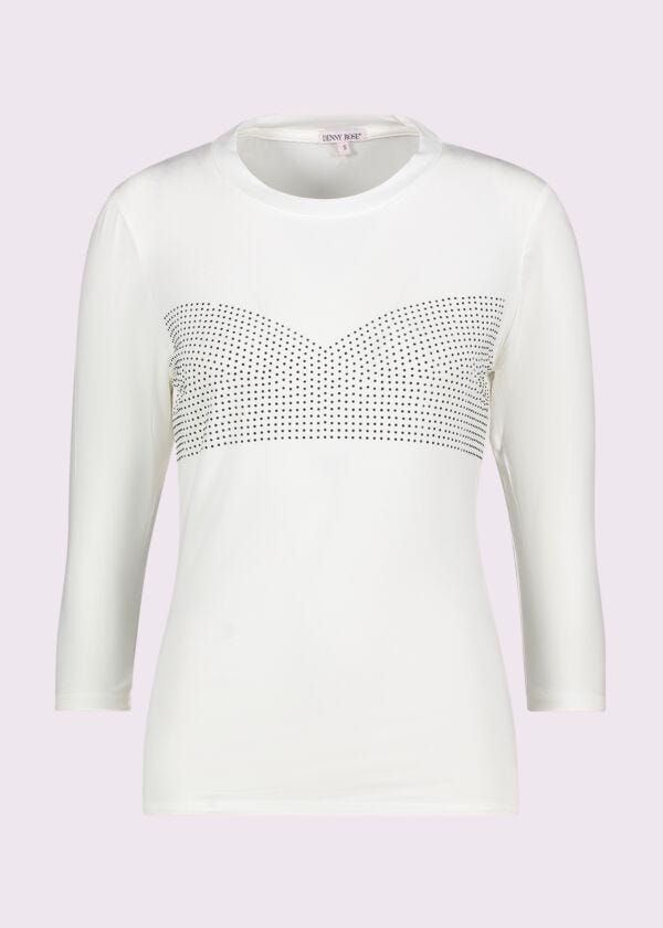T-shirt bianca con strass Denny Rose