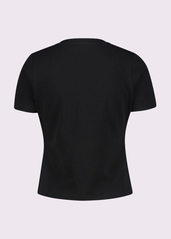 T-shirt nera in cotone con borchie