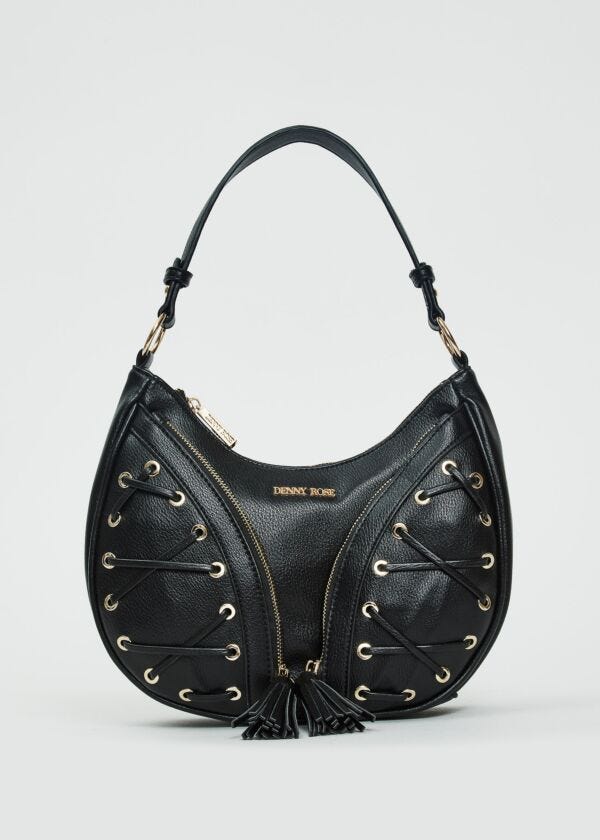 Borsa a spalla nera con laccetti Denny Rose Borse