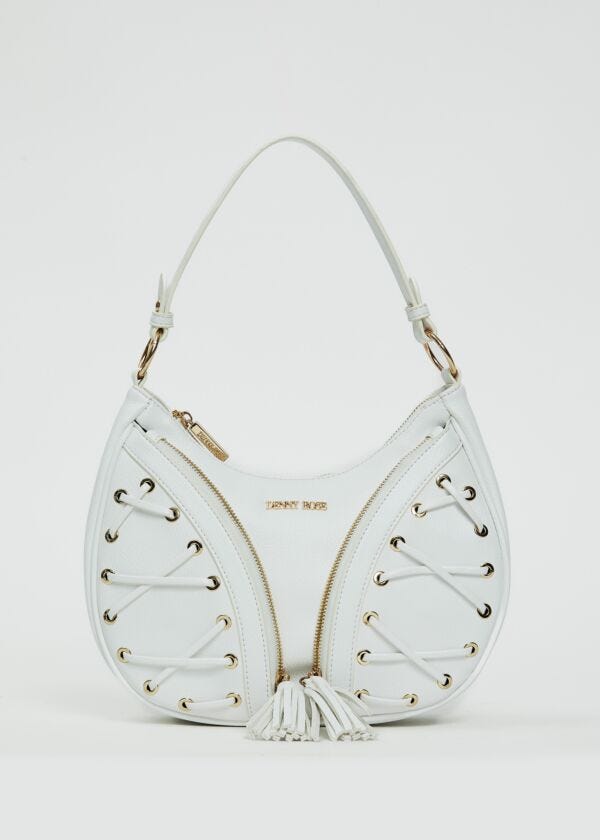 Borsa a spalla bianca con laccetti Denny Rose Borse