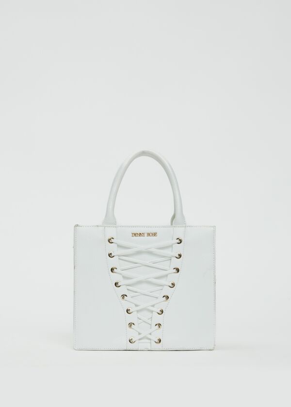 Shopping bag bianca con laccetti Denny Rose Borse