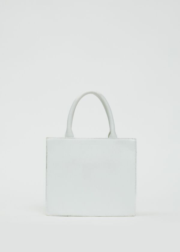 Shopping bag bianca con laccetti