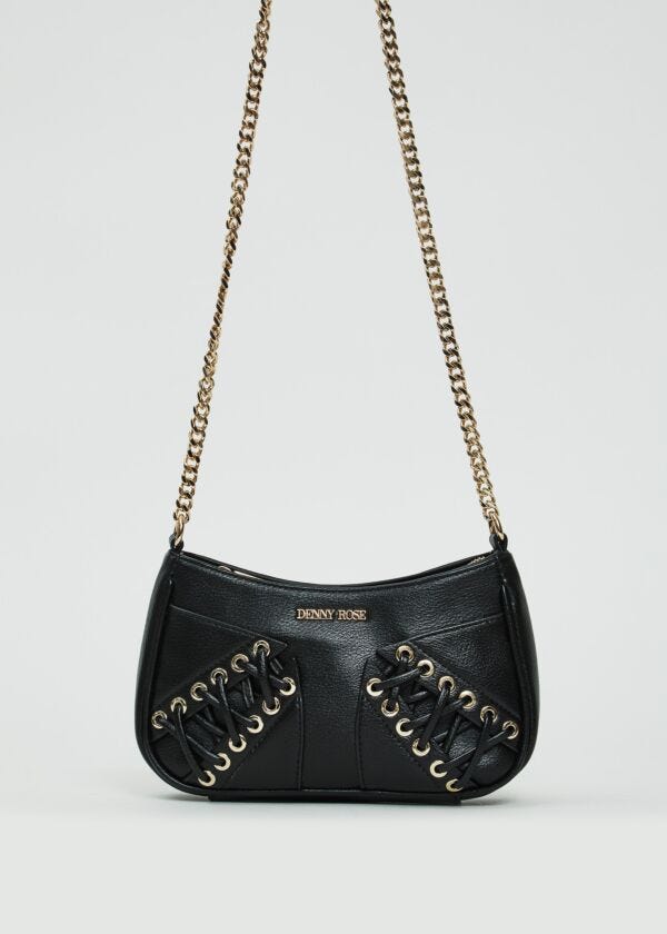 Borsa crossbody nera con laccetti Denny Rose Borse
