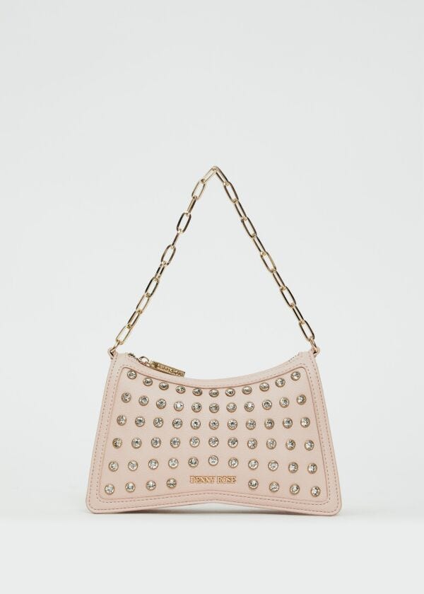 Borsa a spalla rosa con strass Denny Rose Borse