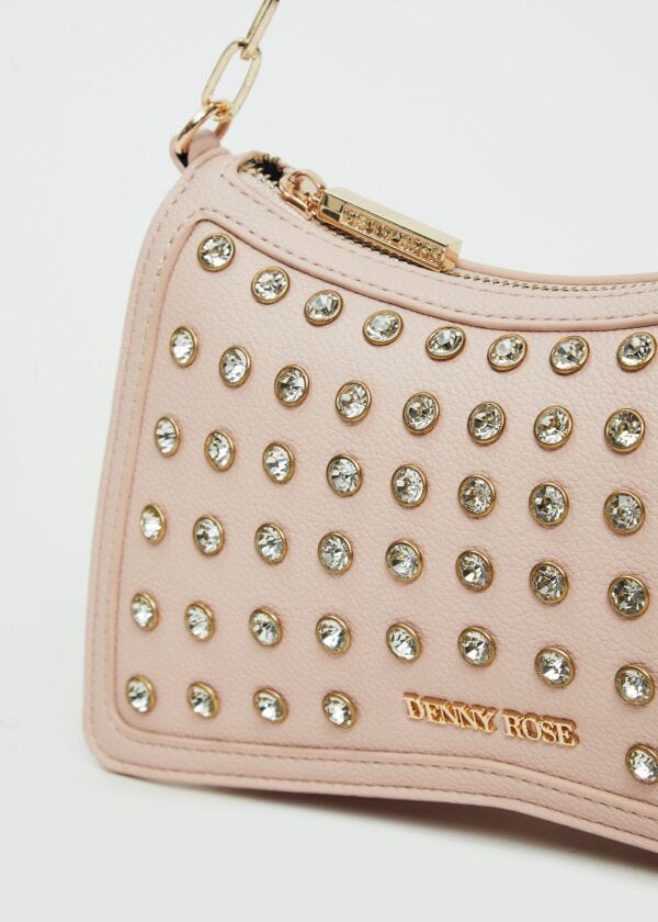 Borsa a spalla rosa con strass