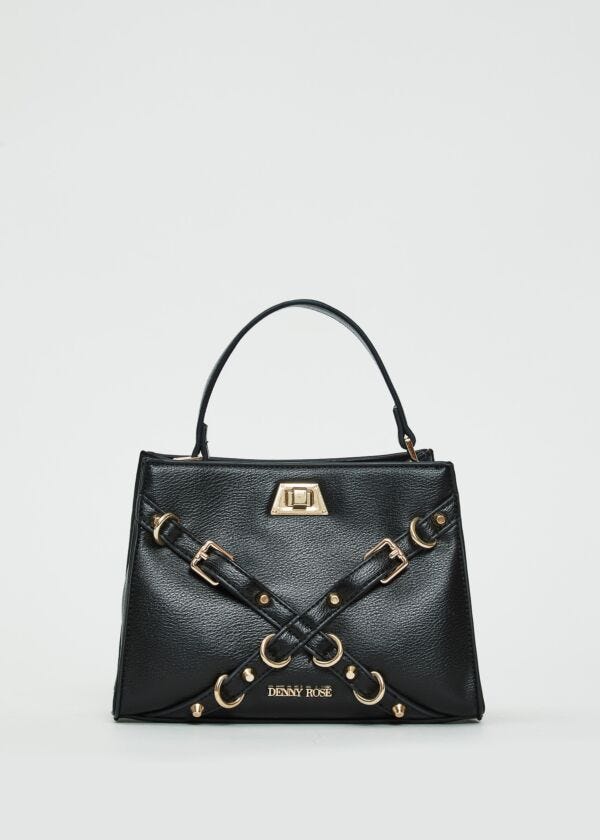 Borsa top handle nera con cinture Denny Rose Borse
