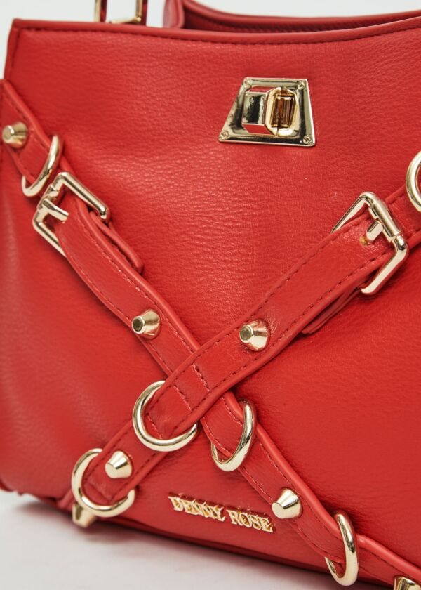 Borsa top handle rossa con cinture