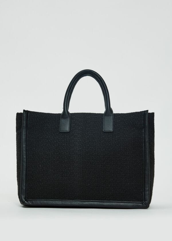 Shopping bag nera in tweed