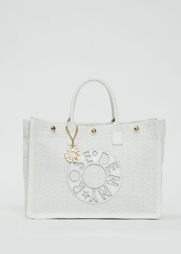 Shopping bag bianca in tweed Denny Rose Borse