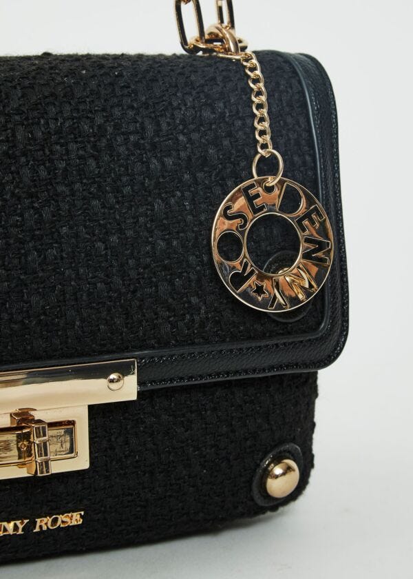 Borsa crossbody nera in tweed