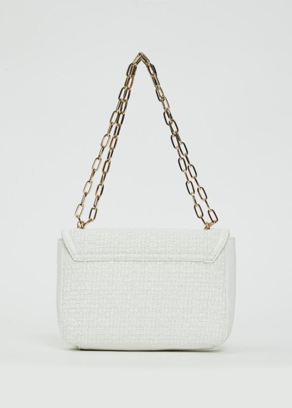 Borsa crossbody bianca in tweed