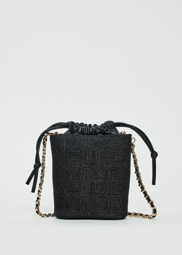 Borsa a secchiello in denim logato Denny Rose Borse