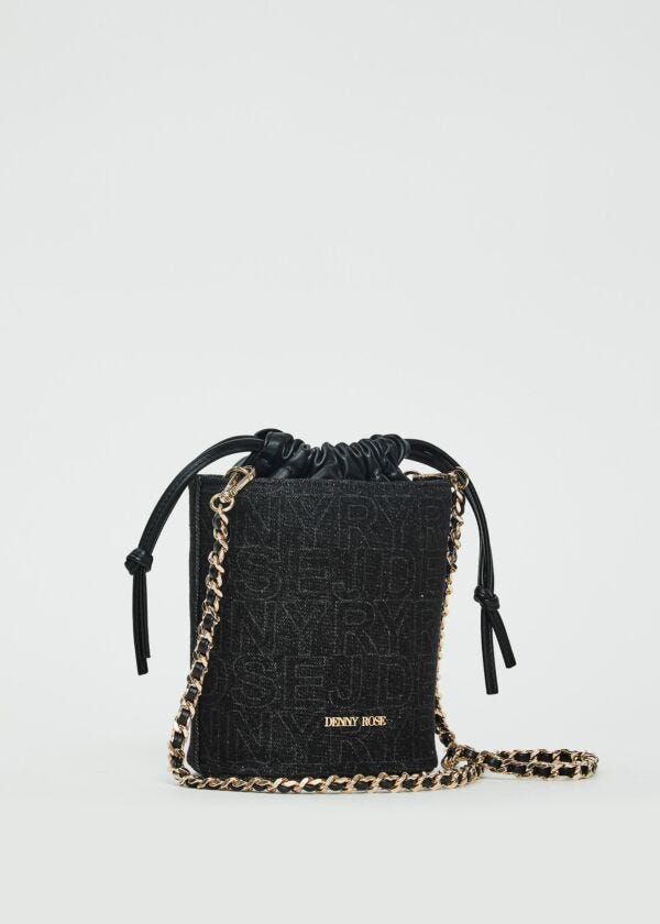 Borsa a secchiello in denim logato