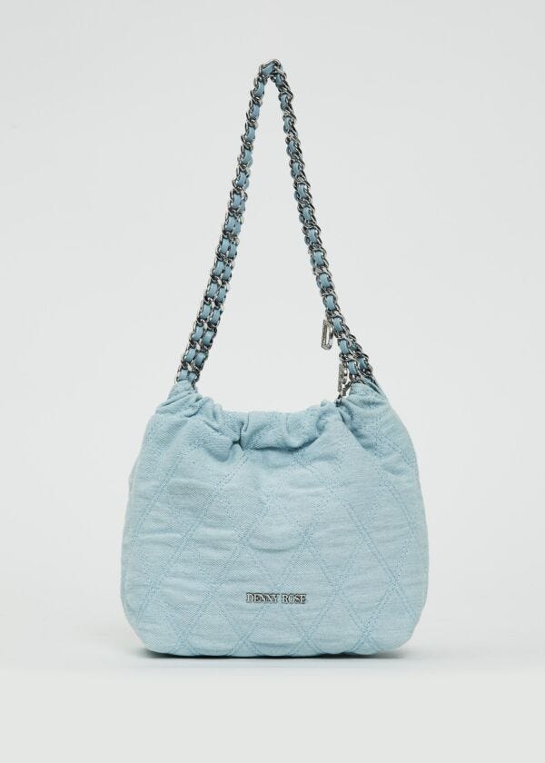 Shopping bag in denim trapuntato