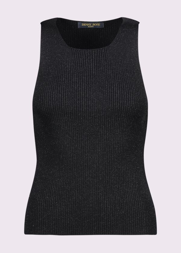 Top nero in maglia lurex Denny Rose Jeans