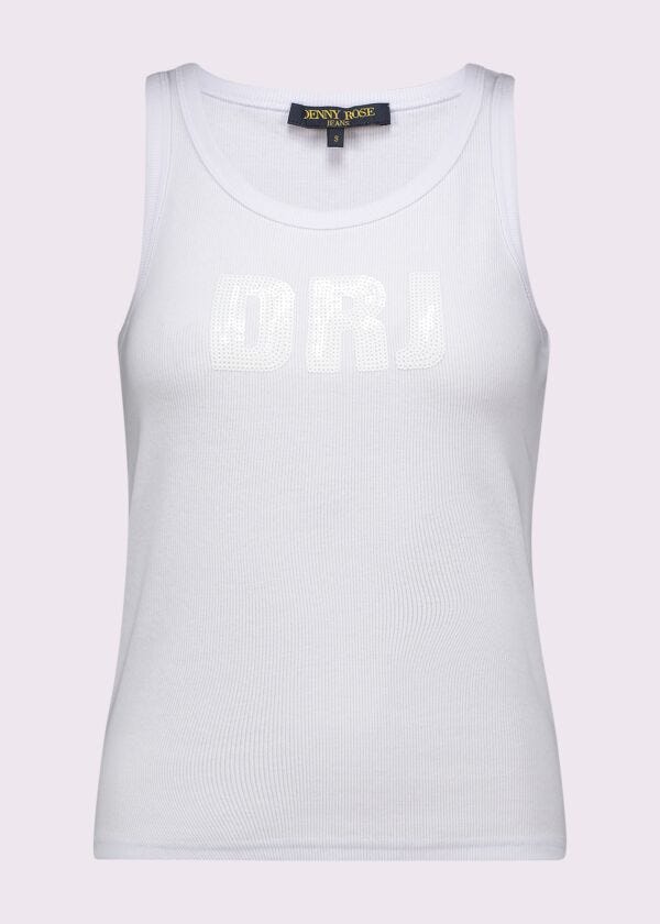 Top bianco in cotone con logo Denny Rose Jeans