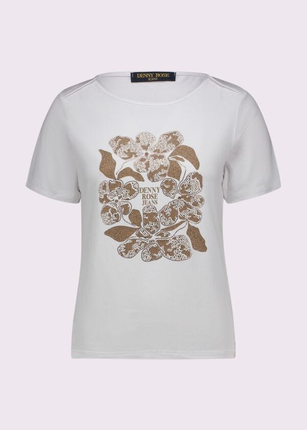 T-shirt bianca con stampa Denny Rose Jeans
