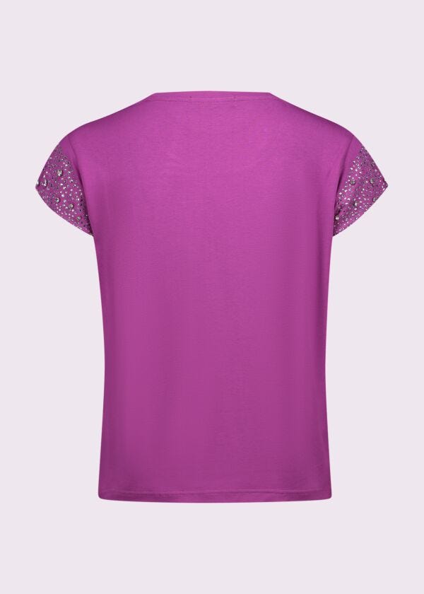 T-shirt fucsia con applicazioni