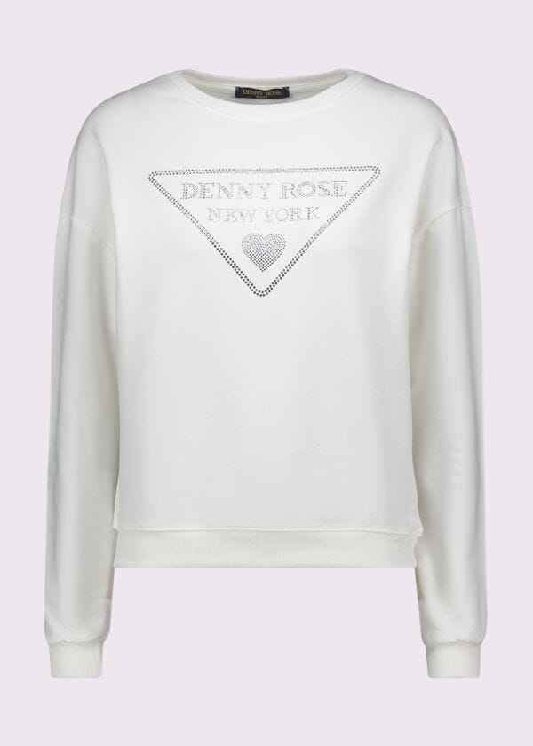 White cotton sweatshirt with logo Denny Rose Jeans