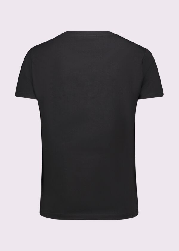 T-shirt nera in cotone con logo