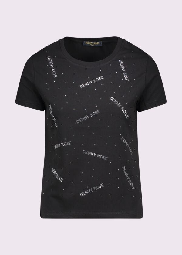 T-shirt nera in cotone con logo Denny Rose Jeans