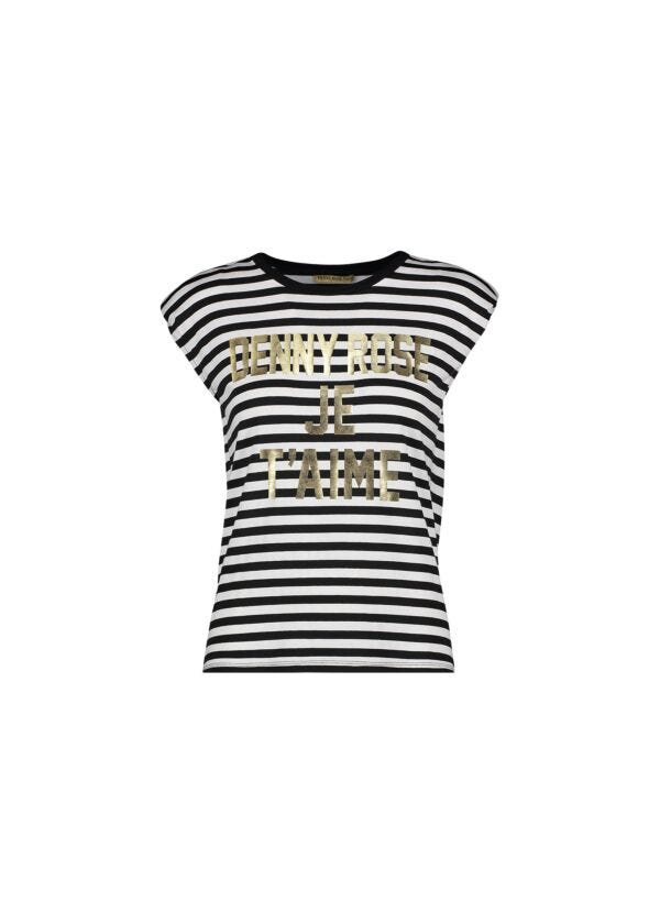 T-shirt a righe con stampa Denny Rose Jeans