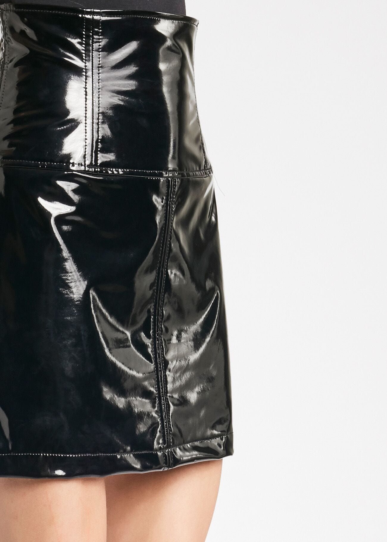 Patent leather mini skirt