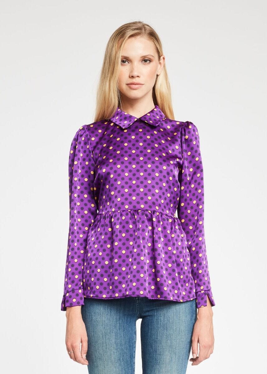 Polka dot satin blouse