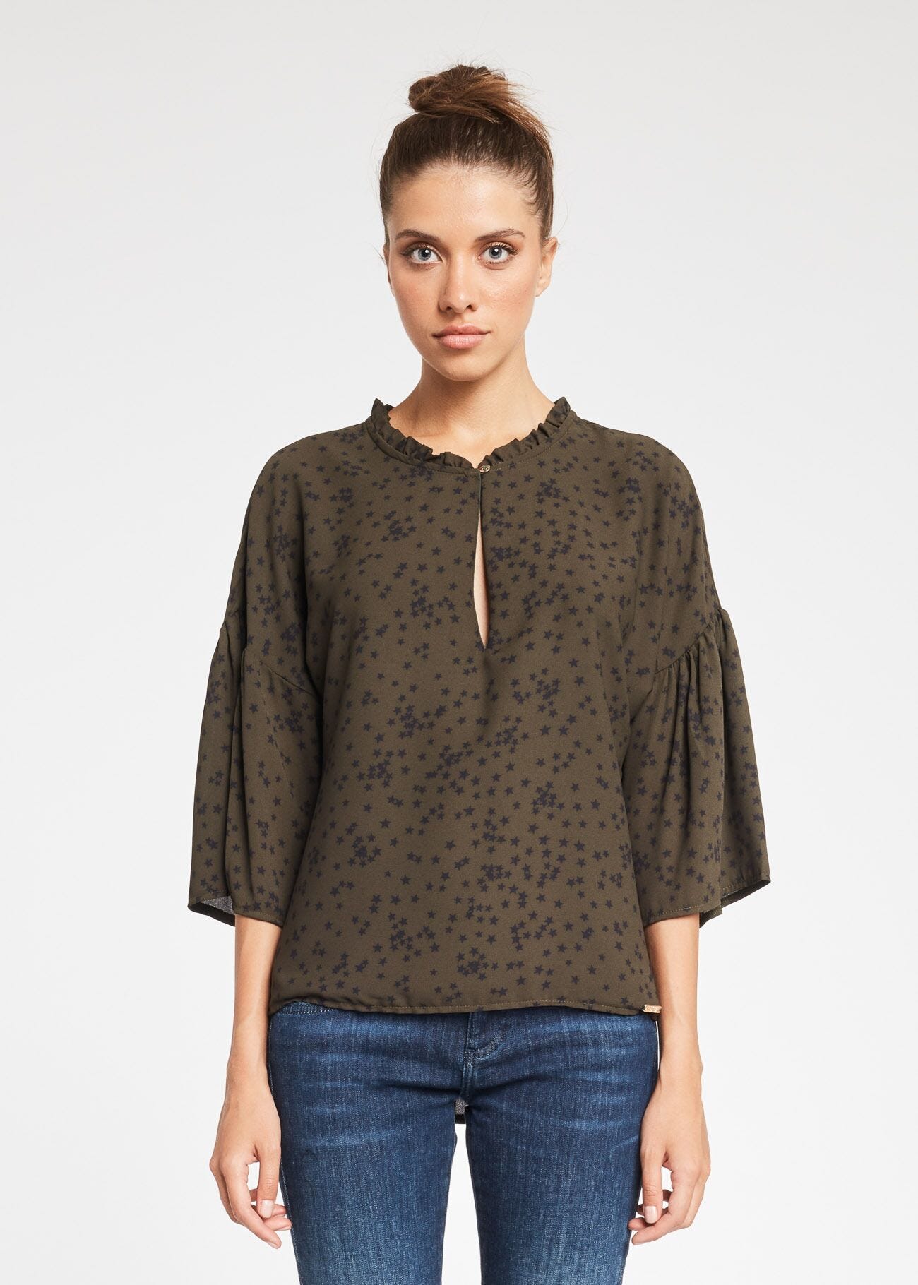 Blusa in raso a stelle