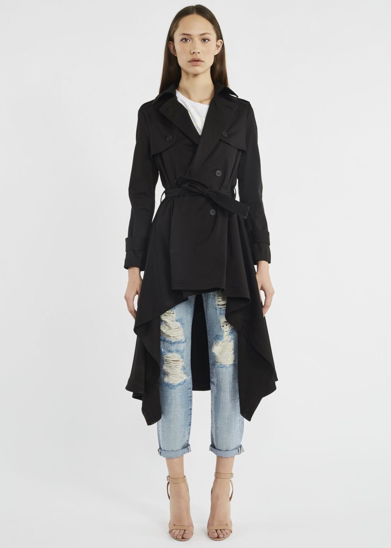 Stretch cotton trench coat 