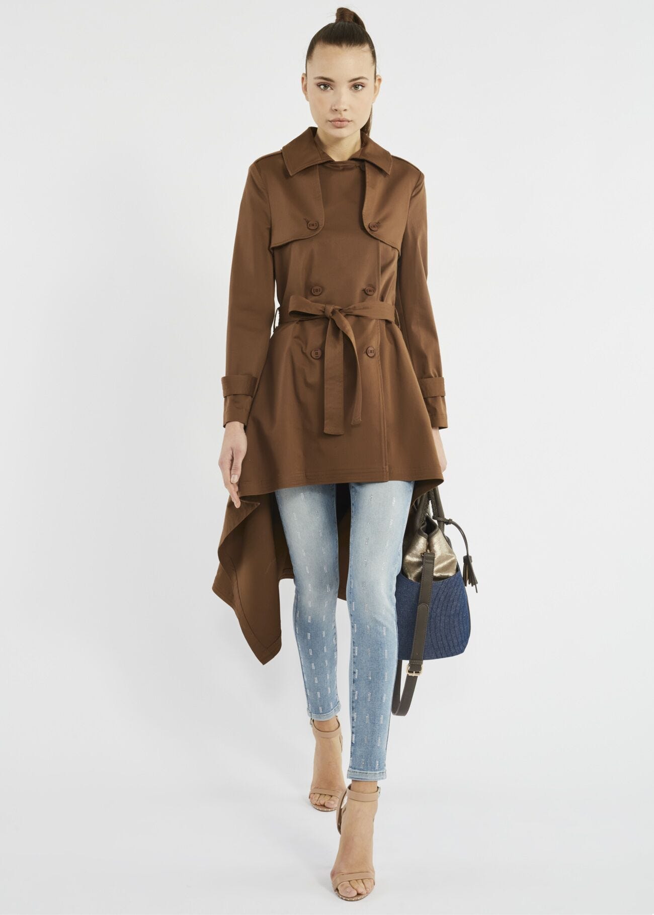 Stretch cotton trench coat 